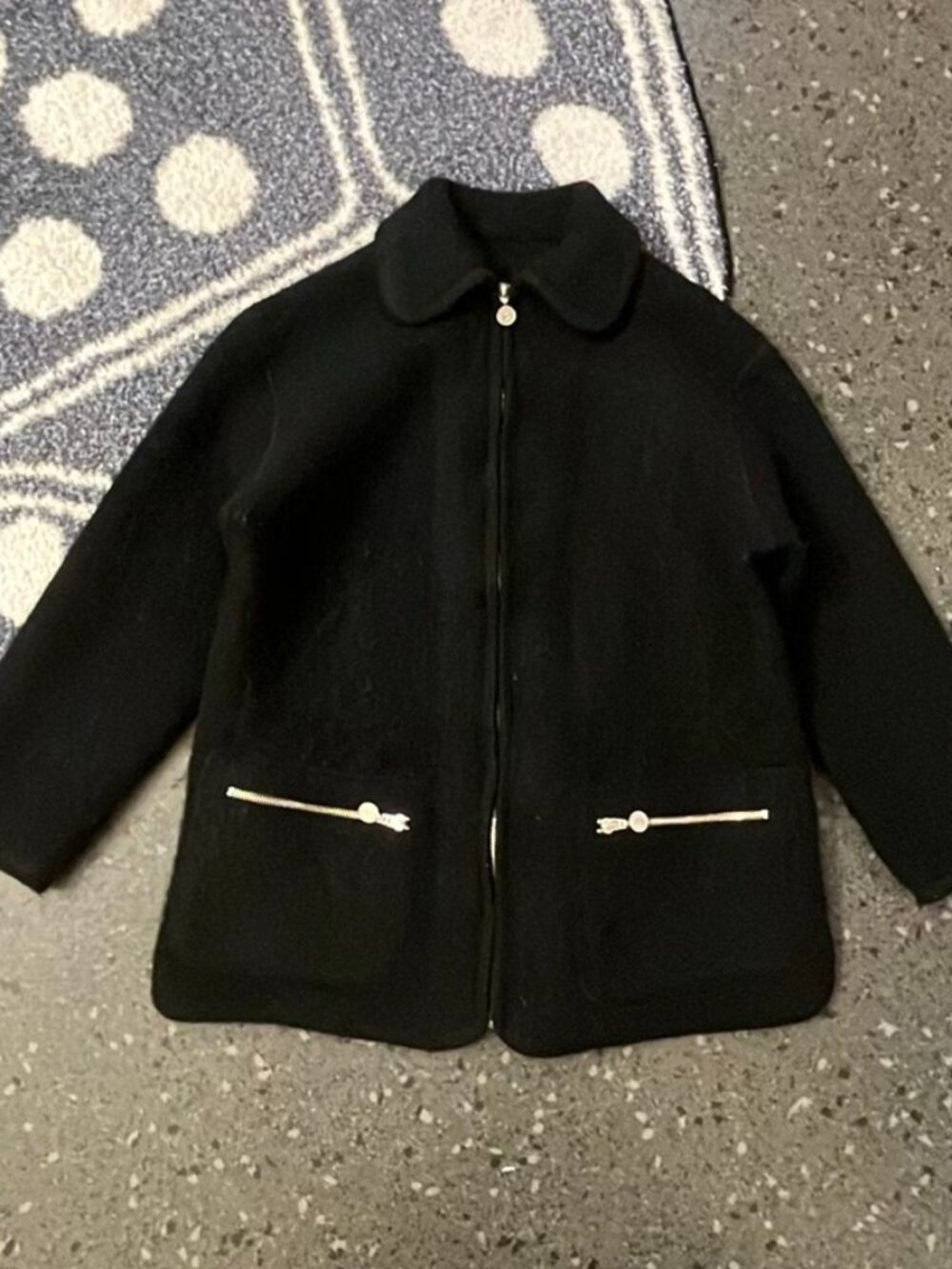 Vintage Balenciaga Black Wool Coat with Pearl silver Buttons. Crazy grail coat.